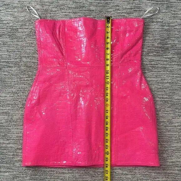 NWT Retrofete Kimora Crocodile Embossed Leather Mini Dress XL Revolve Pink - Picture 8 of 15